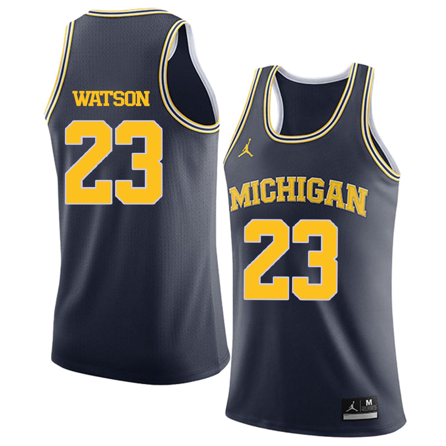 Men Jordan University of Michigan Basketball Navy #23 Watson Customized NCAA Jerseys->customized ncaa jersey->Custom Jersey